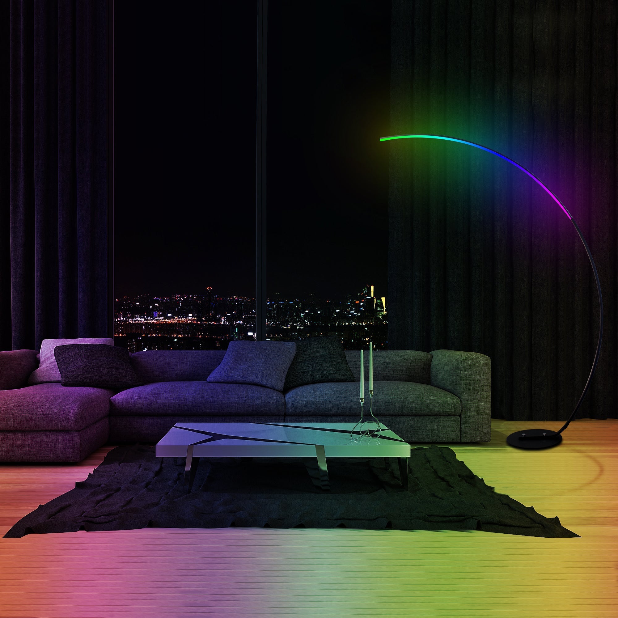 Modern RGB Curve Ambient Lamp – Color-Changing Mood Light