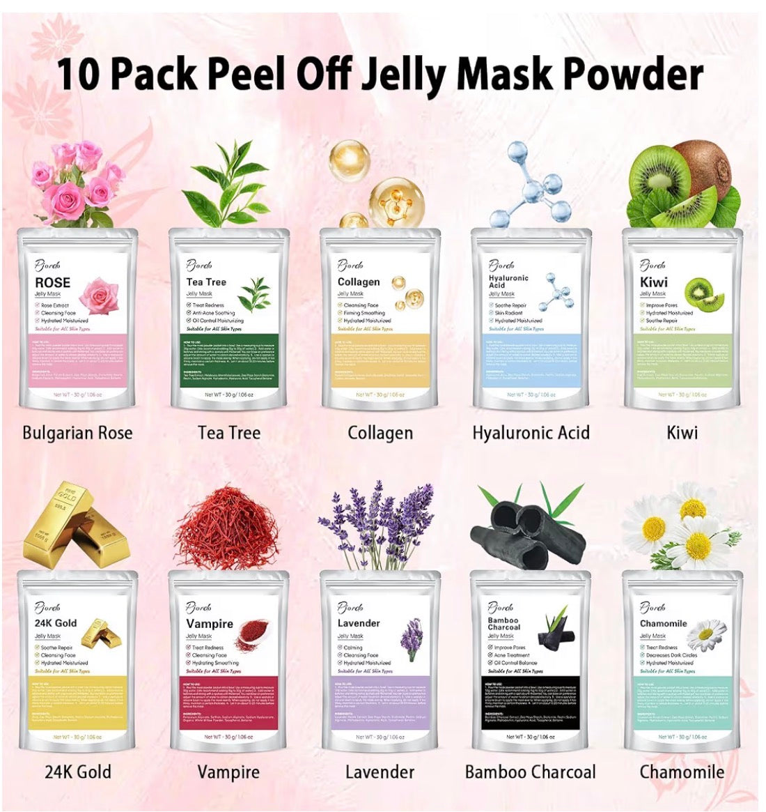 Hydrating Jelly Mask Powder – 10-Pack Spa Treatment for Glowing Skin