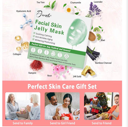 Hydrating Jelly Mask Powder – 10-Pack Spa Treatment for Glowing Skin