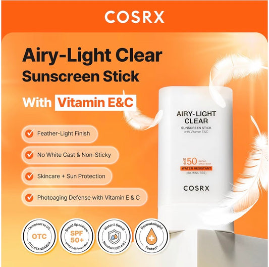 Korean Sunscreen Stick SPF 50+ – No White Cast, Oil-Control & Invisible Finish