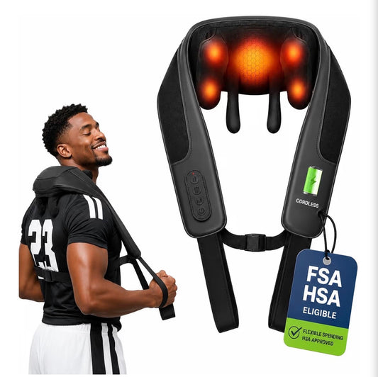 Cordless Neck & Shoulder Massager – Shiatsu Heat Therapy for Instant Tension Relief