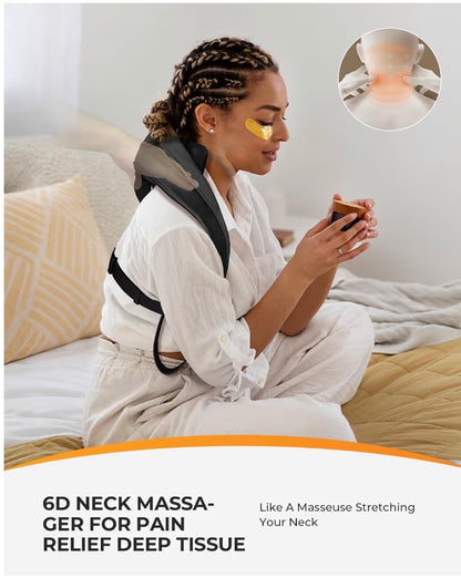 Cordless Neck & Shoulder Massager – Shiatsu Heat Therapy for Instant Tension Relief