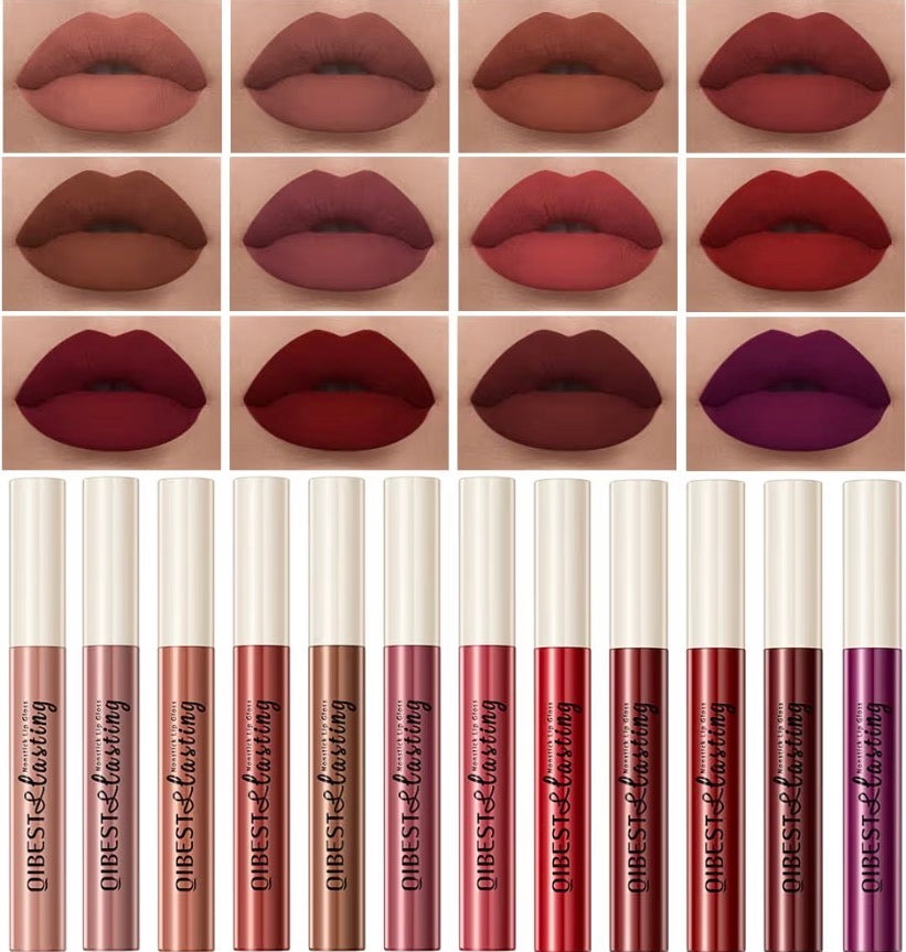Waterproof Matte Liquid Lipstick Set – 12 Shades, 24-Hour Velvet Finish