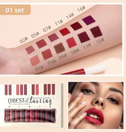 Waterproof Matte Liquid Lipstick Set – 12 Shades, 24-Hour Velvet Finish