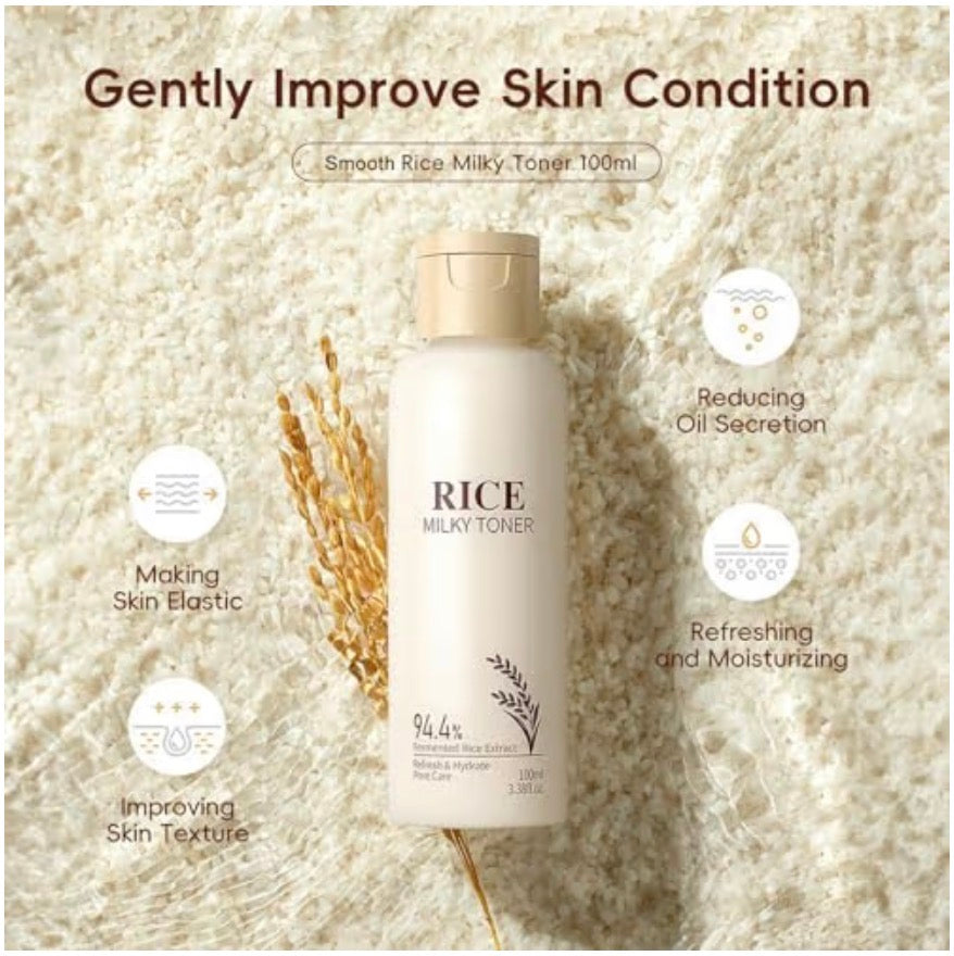 Korean Skincare Set 9-Piece – Complete Rice Extract Routine for Brightening & Hydration